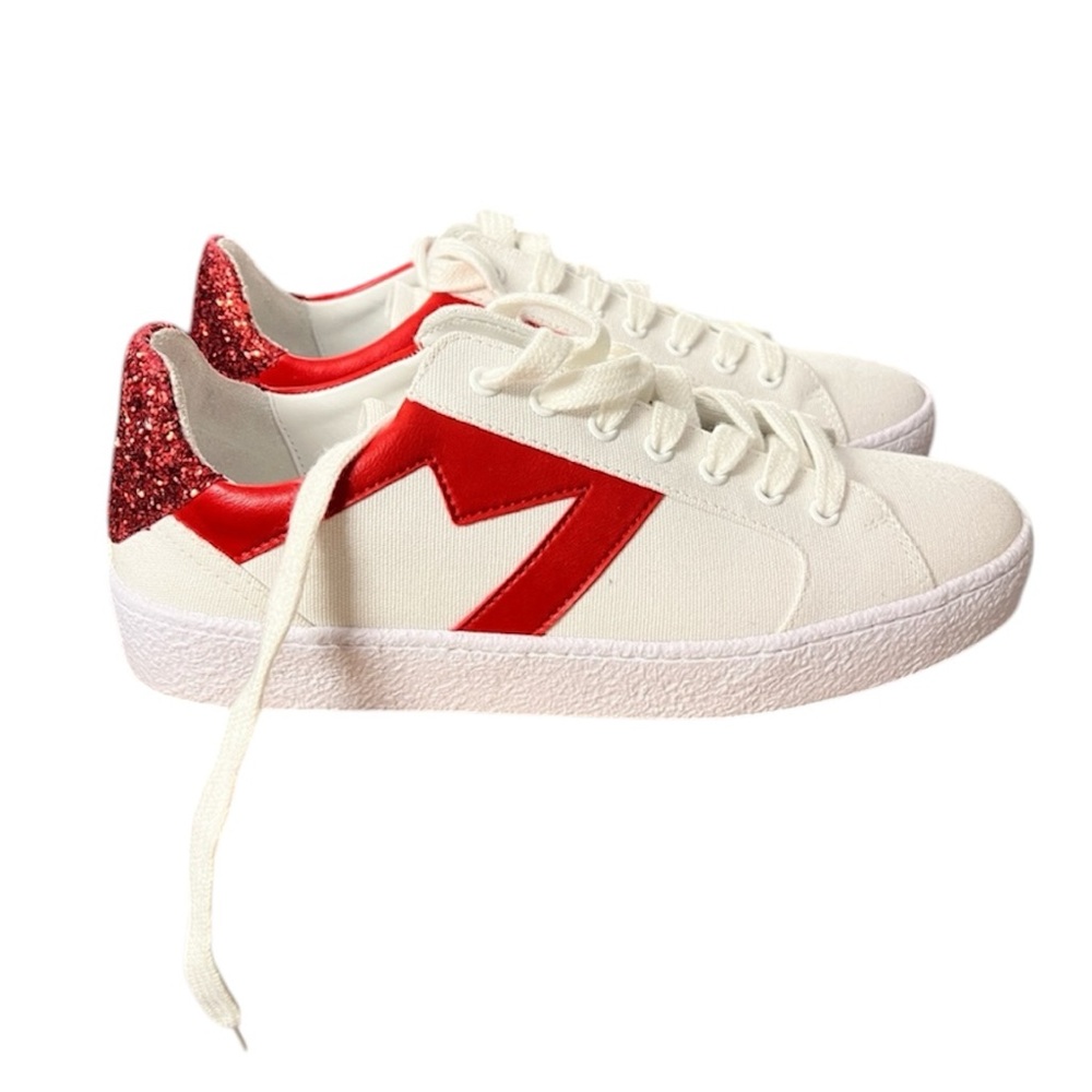 NEW MAJE white and red orange sneakers size 40